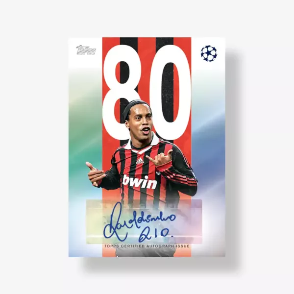 Karta insert Ronadlinho z autografem z serii 2025-26 Topps UEFA Club Competitions